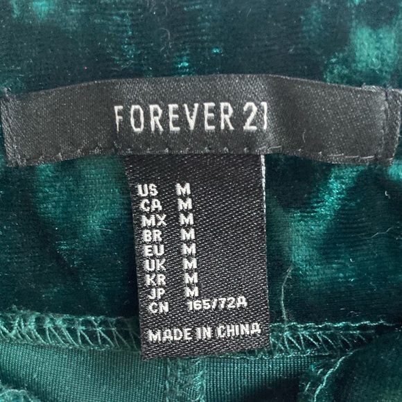 Green Crushed Velvet Palazzo Pants, Forever 21 - Picture 10 of 12